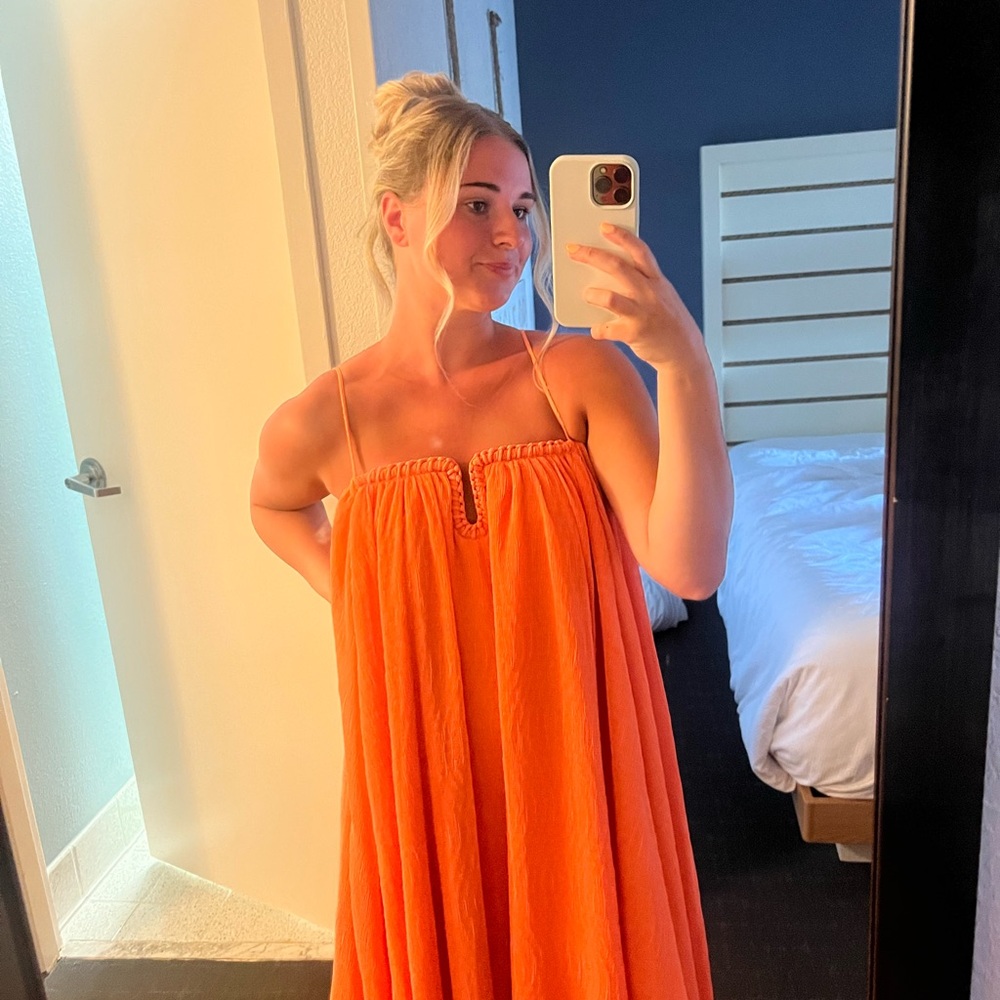 Orange Spaghetti-Strap Gown Dress - Formal Wear, Evening Gown, Black Tie
